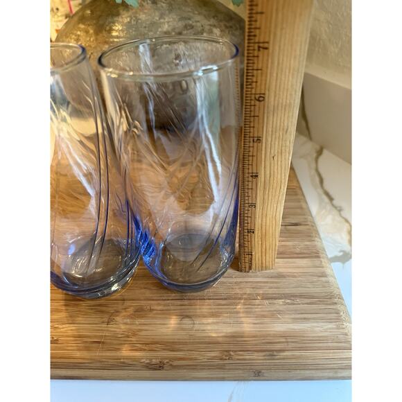 Vintage Set of 2 Anchor Hocking Sky Blue Drinking Ice Tea Glasses 7X2.5 Inches - Picture 1 of 7